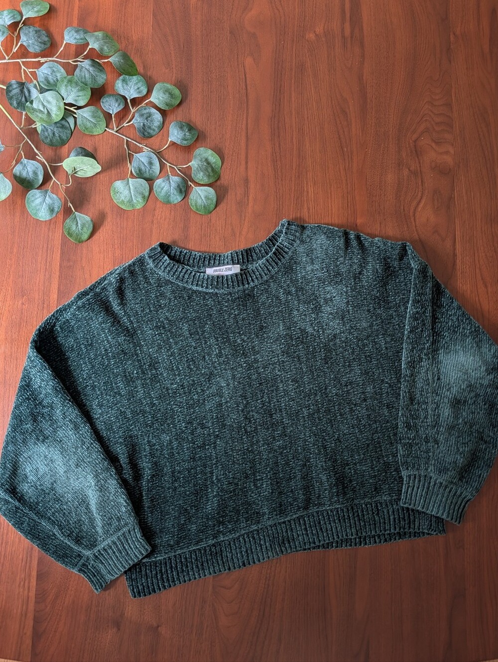 Double Zero Green Chenille Crewneck Sweater | Women's S